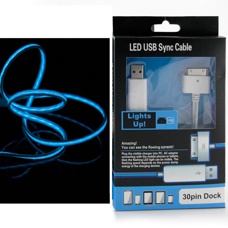 100cm van LEIDEN van de de Kabel Drijvende Flits iPhoneusb Zichtbare LEIDEN Licht Apple 30 speld aan USB-Kabel