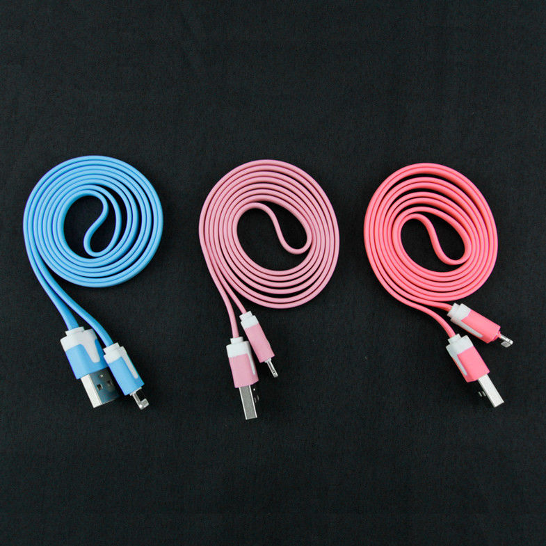 Vlakke Noedel Apple 8 Speldbliksem aan USB-Kabel voor iPhone 5 5S 5C iPod iPad
